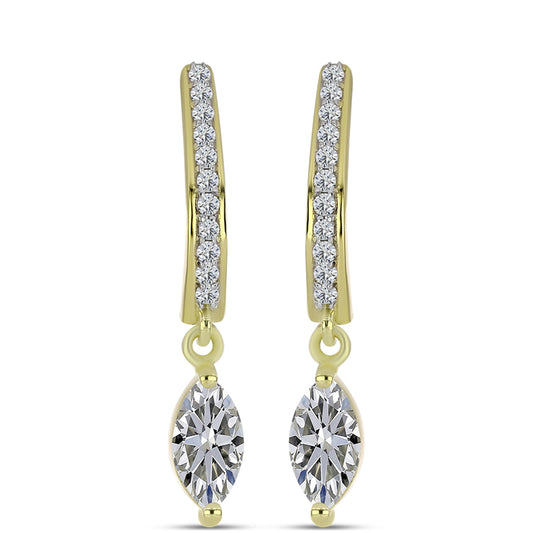 Kolczyki srebrne pozłacane z certyfikowanym diamentem hodowanym w laboratorium i białym topazem