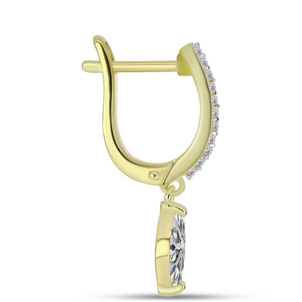 Kolczyki srebrne pozłacane z certyfikowanym diamentem hodowanym w laboratorium i białym topazem 2 