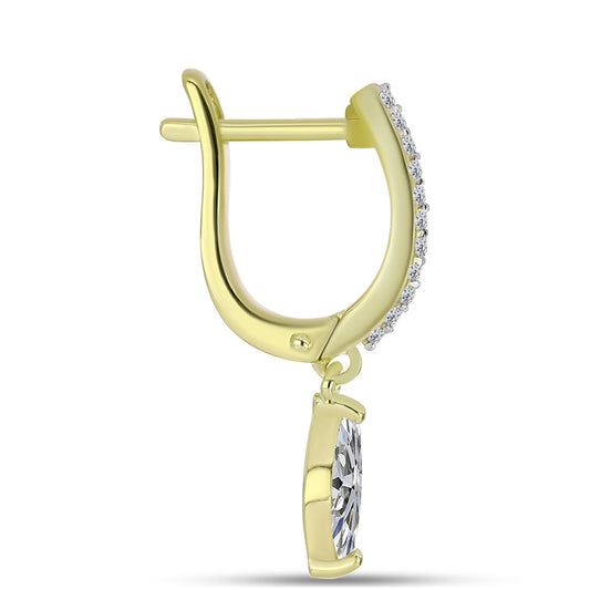 Kolczyki srebrne pozłacane z certyfikowanym diamentem hodowanym w laboratorium i białym topazem