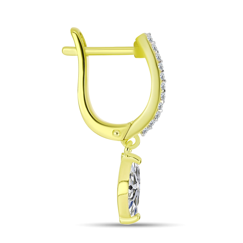 Kolczyki srebrne pozłacane z certyfikowanym diamentem hodowanym w laboratorium i białym topazem 4 