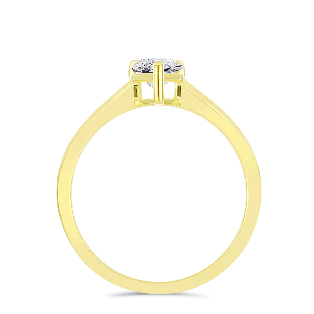 Pierścionek srebrny pozłacany z certyfikowanym diamentem hodowanym w laboratorium