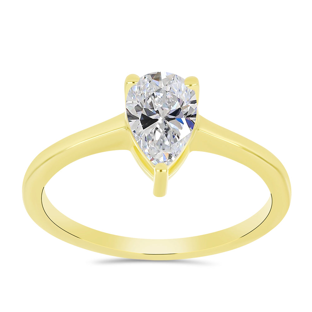 Pierścionek srebrny pozłacany z certyfikowanym diamentem hodowanym w laboratorium 7 