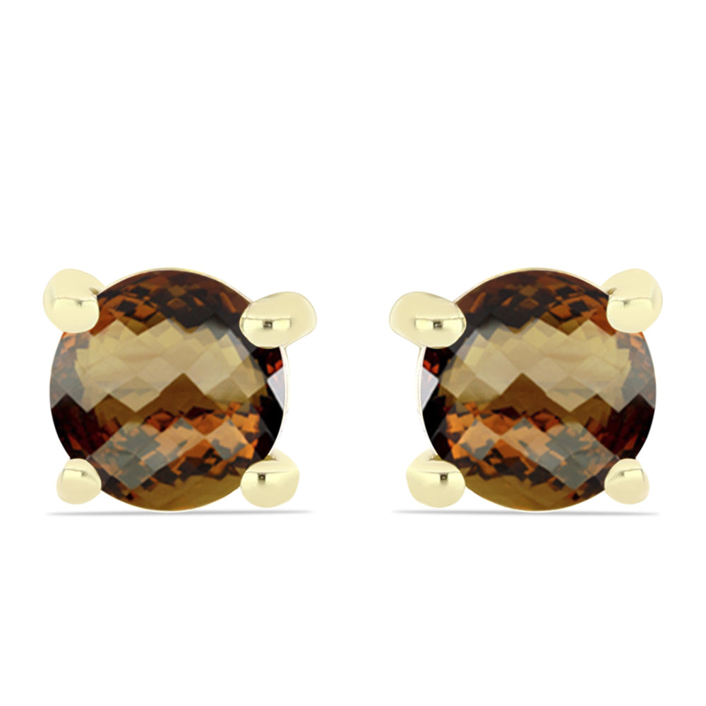 Kolczyki srebrne pozłacane z koniakowym kwarcem 1 