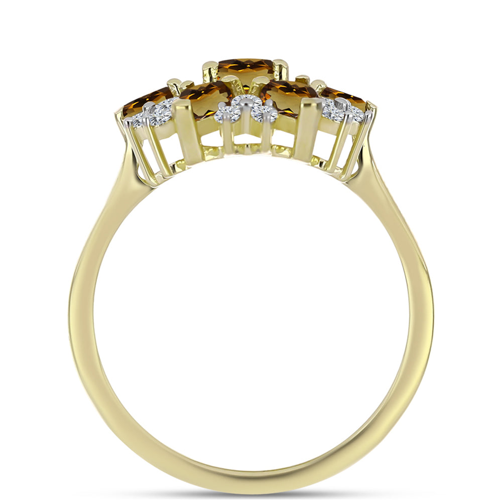 Pierścionek srebrny pozłacany z koniakowym kwarcem i białym topazem 2 