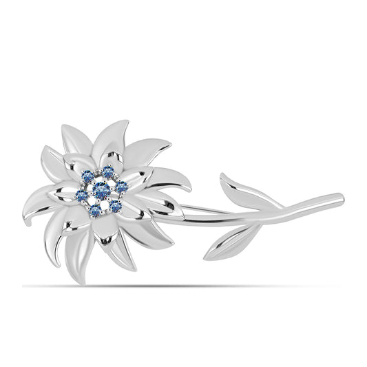 Broszka ze srebra próby 925 z moissanitem w kolorze oceanicznym