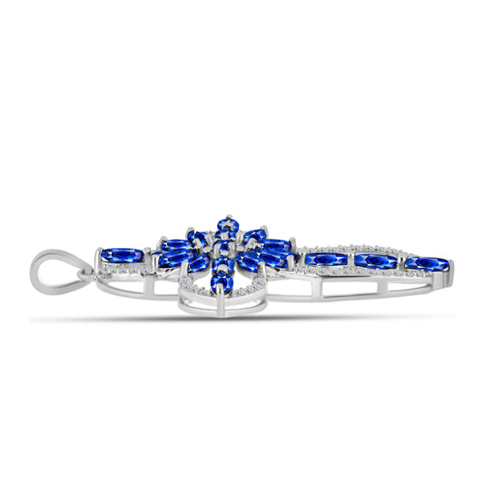 Zawieszka ze srebra próba 925 z australijskim niebieskim szafirem i białym topazem