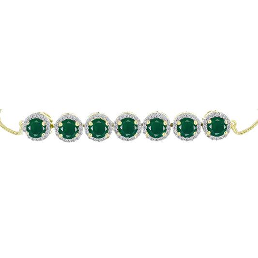 Bransoletka srebrna pozłacana z zielonym agatem
 i białym topazem