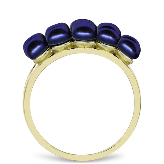 Pierścionek srebrny pozłacany z czarną perłą hodowlaną słodkowodną