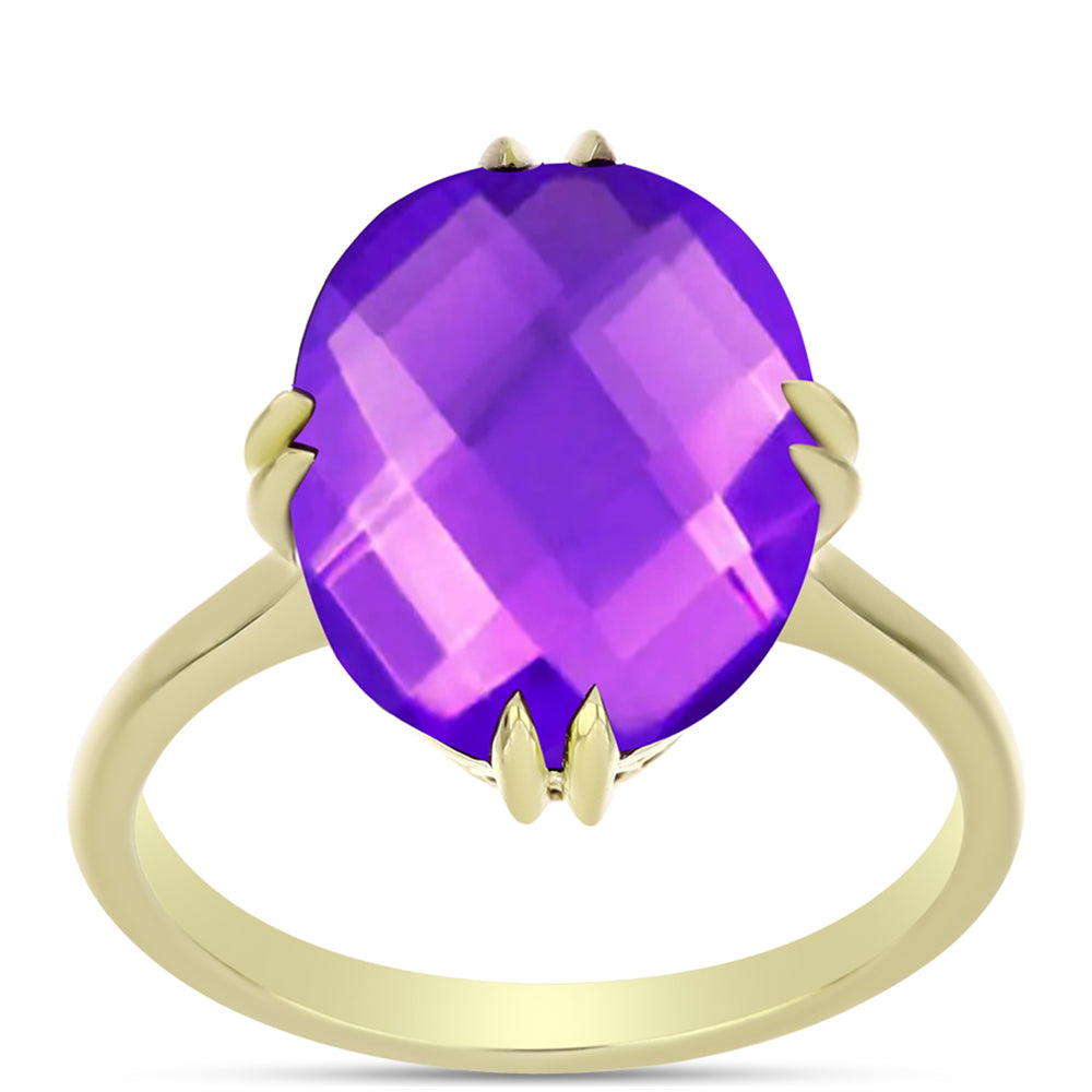Pierścionek srebrny pozłacany z purpurowym agatem