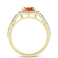 Pierścionek srebrny pozłacany z kamieniem słonecznym i białym topazem