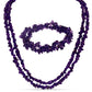 Zestaw bryłka z purpurowym agatem ( Naszyjnik+Bransoletka )