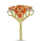 Pierścionek srebrny pozłacany z kamieniem słonecznym i białym topazem