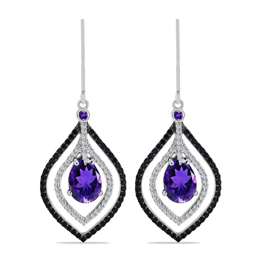 Kolczyki ze srebra próbe 925 z marokańskim ametystem i białym topazem