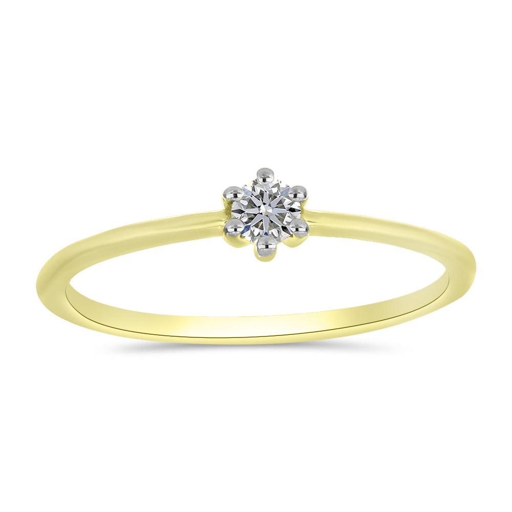 Pierścionek srebrny pozłacany z białym diamentem 3 