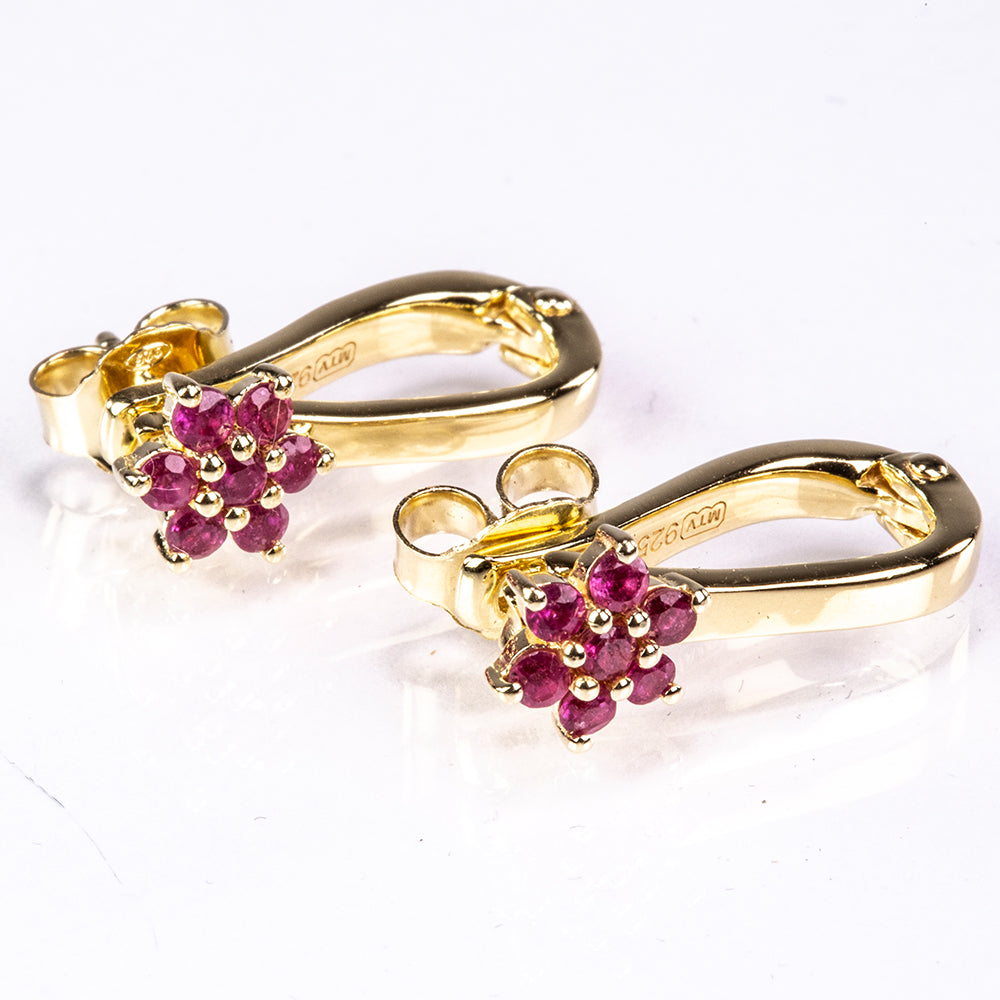 Kolczyki srebrne pozłacane z malgaskim rubinem