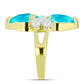 Pierścionek srebrny pozłacany z niebieskim jadeitem i białą perłą słodkowodną