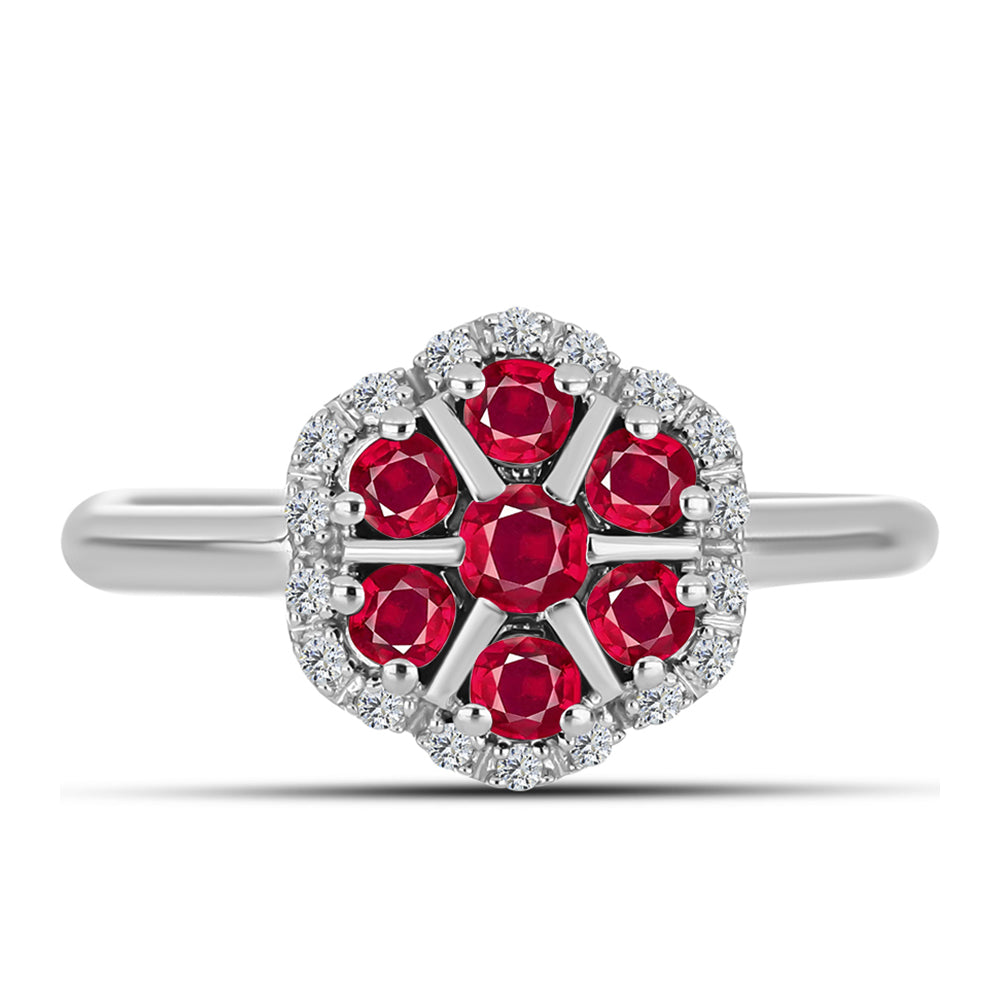 Pierścionek ze srebra próby 925 z malgaskim rubinem i białym topazem 1 