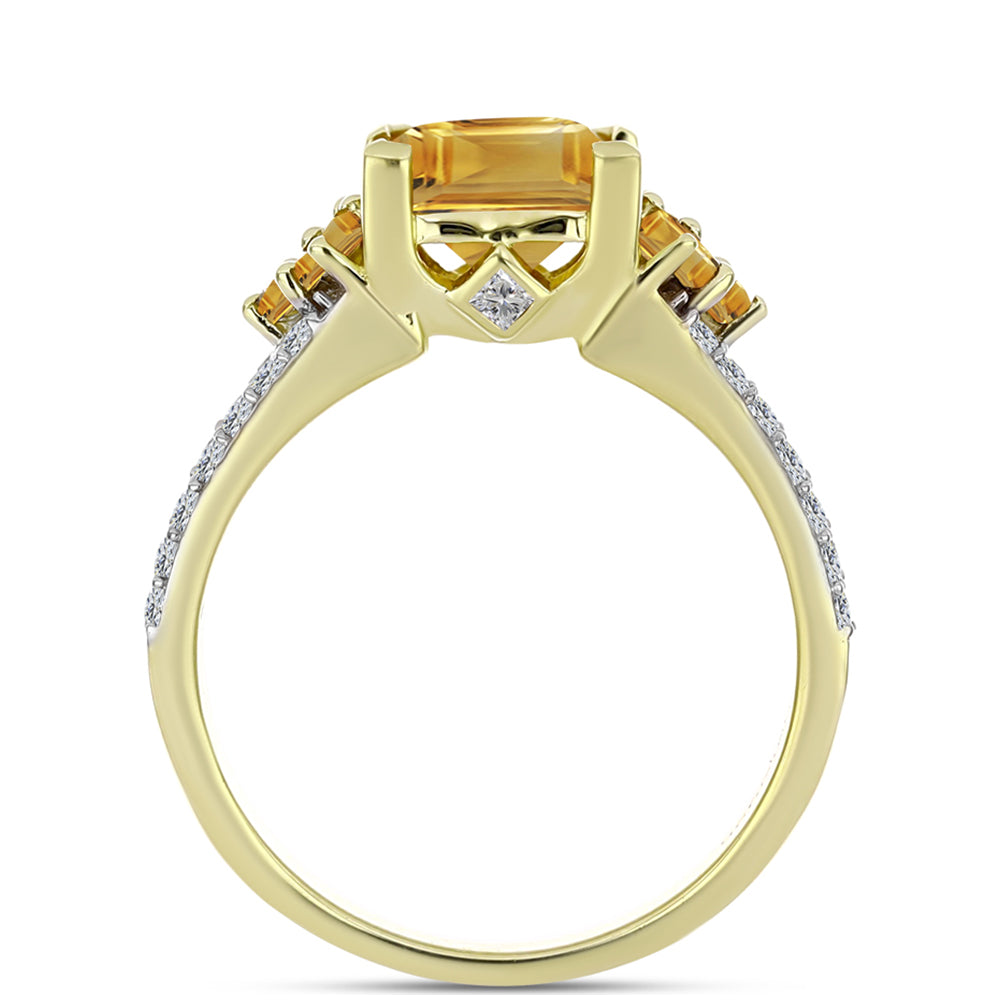 Pierścionek srebrny pozłacany z cytrynem rio golden i białym topazem 2 