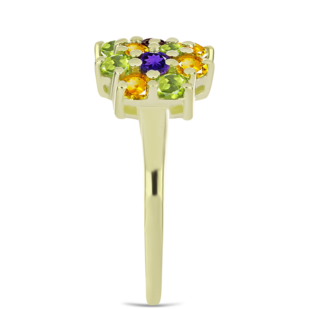 Pierścionek srebrny pozłacany z marokańskim ametystem i cytrynem uralskim 4 