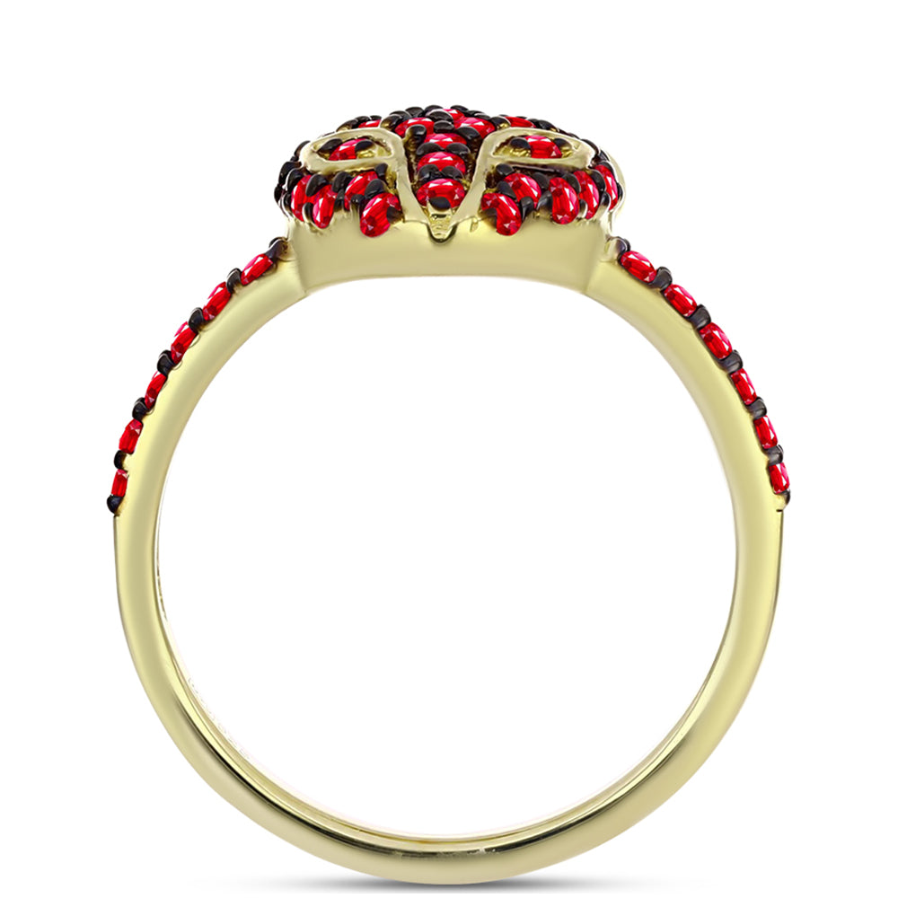 Pierścionek srebrny pozłacany z czerwonym agatem