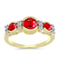 Pierścionek srebrny pozłacany z czerwonym agatem i białym topazem