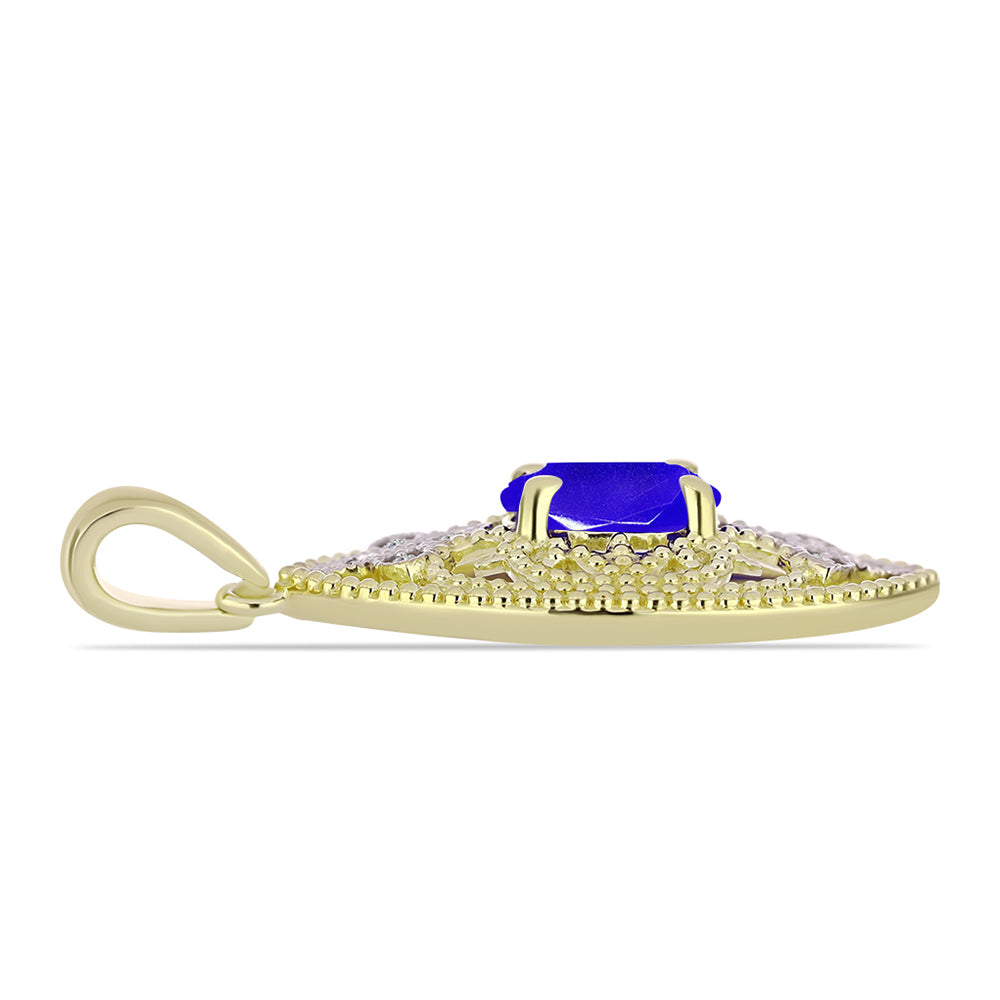 Zawieszka srebrna pozłacana z niebieskim agatem i białym topazem 2 