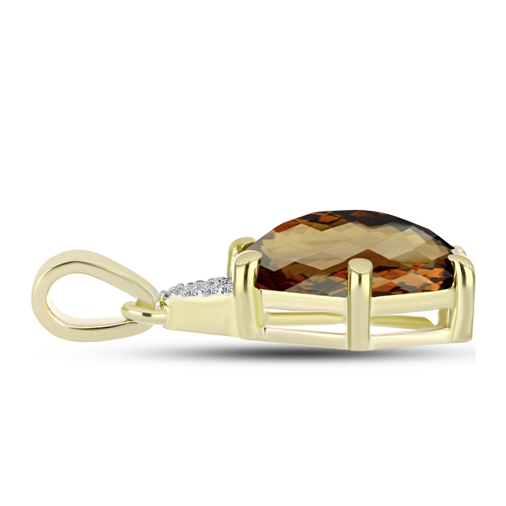 Zawieszka srebrna pozłacana z koniakowym kwarcem i białym topazem