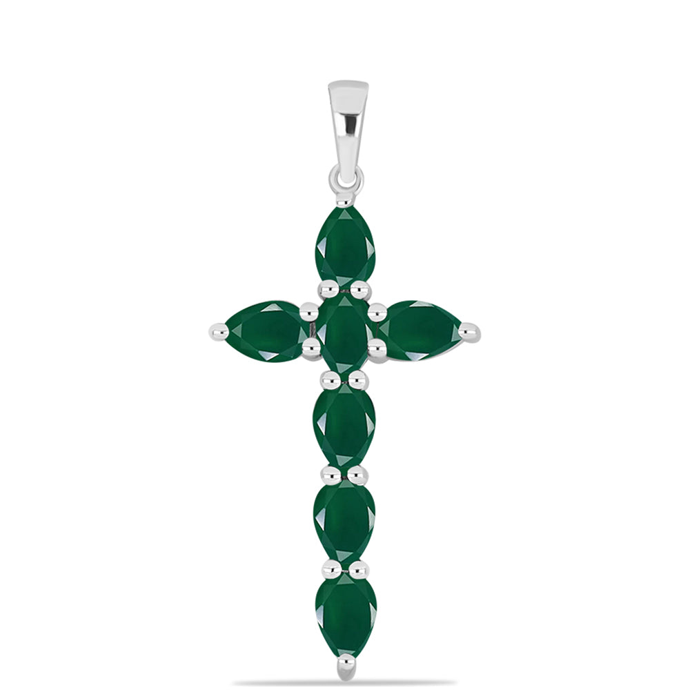 Zawieszka ze srebra próba 925 z zielonym chalcedonem 1 