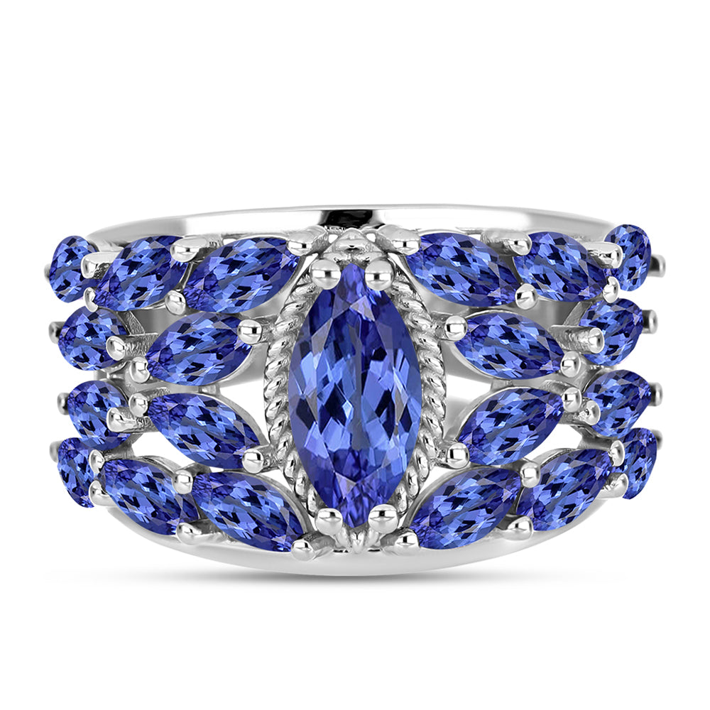 Pierścionek ze srebra próby 925 z tanzanitem