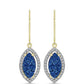 Kolczyki srebrne pozłacane z niebieskim druzytem i białym topazem
