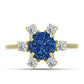 Pierścionek srebrny pozłacany z niebieskim druzytem i białym topazem