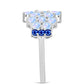 Pierścionek ze srebra próby 925 z australijskim niebieskim szafirem i tęczowym kamieniem księżycowym