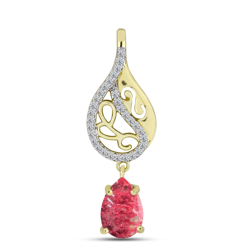 Zawieszka srebrna pozłacana z tulitem i białym topazem 1 