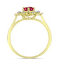 Pierścionek srebrny pozłacany z malgaskim rubinem i białym topazem