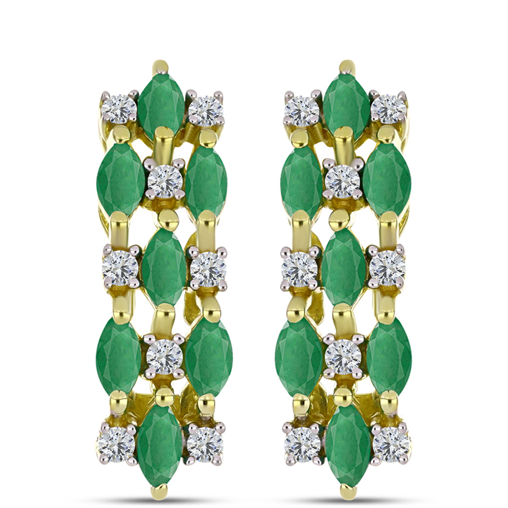 Kolczyki srebrne pozłacane z brazylijskim szmaragdem i białym topazem 1 
