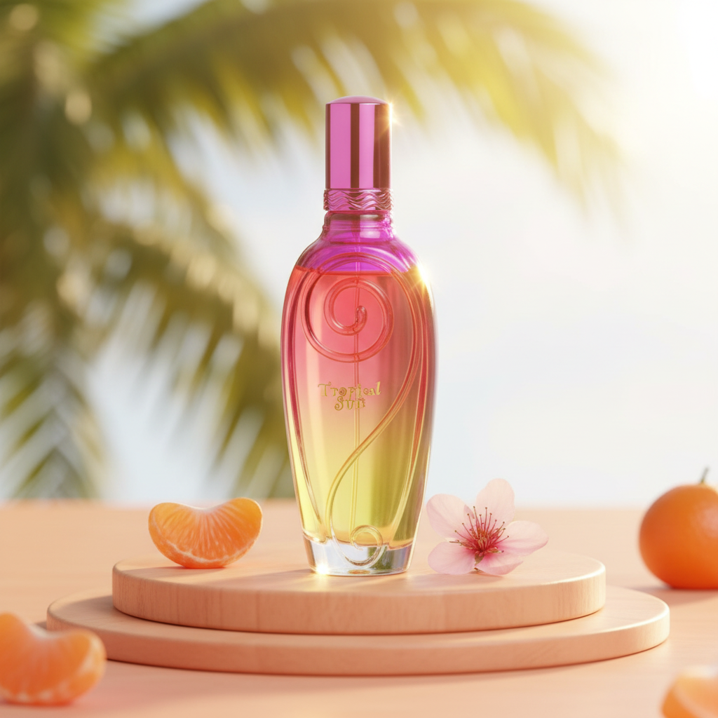 100 ml wody prefumowanej "TROPICAL SUN" Owocowy piżmowy zapach dla kobiet, o wysokiej zawartości olejków zapachowych 3%