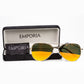 Emporia Włochy - Okulary przeciwsłoneczne Aviator "SUNBURST", spolaryzowane okulary przeciwsłoneczne z twardym etui i ściereczką do czyszczenia, pomarańczowe szkła sunburst, złota oprawka