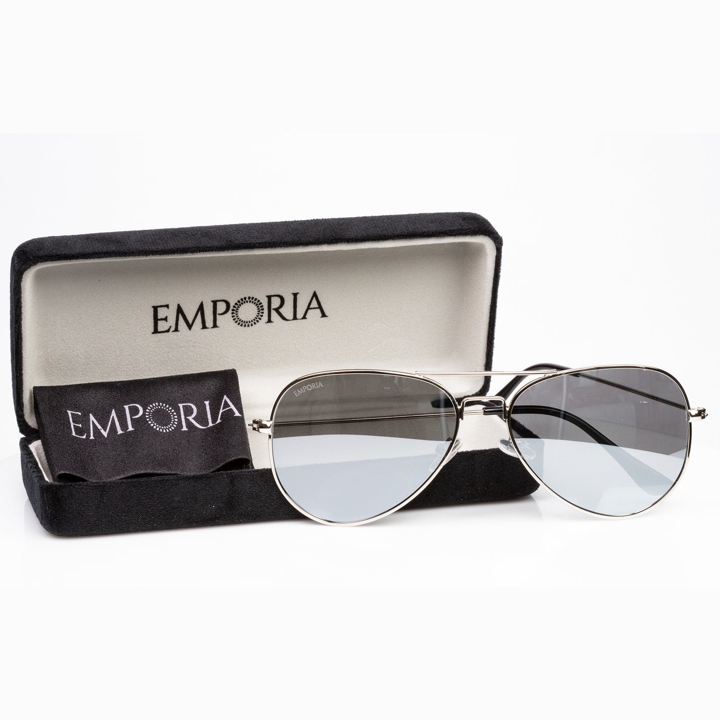 Emporia Italy - seria Aviator "KRYSZTAŁ", spolaryzowane okulary przeciwsłoneczne z twardym etui i ściereczką do czyszczenia, spolaryzowane okulary przeciwsłoneczne z twardym etui i ściereczką do czyszczenia, pomarańczowo-słoneczne soczewki, złota oprawka