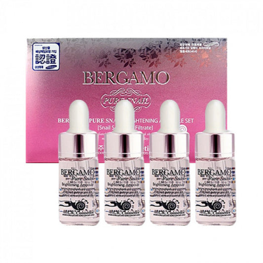 BERGAMO Zestaw Ampułek Rozjaśniających Pure Snail (4 sztuki), 14 ml x 4