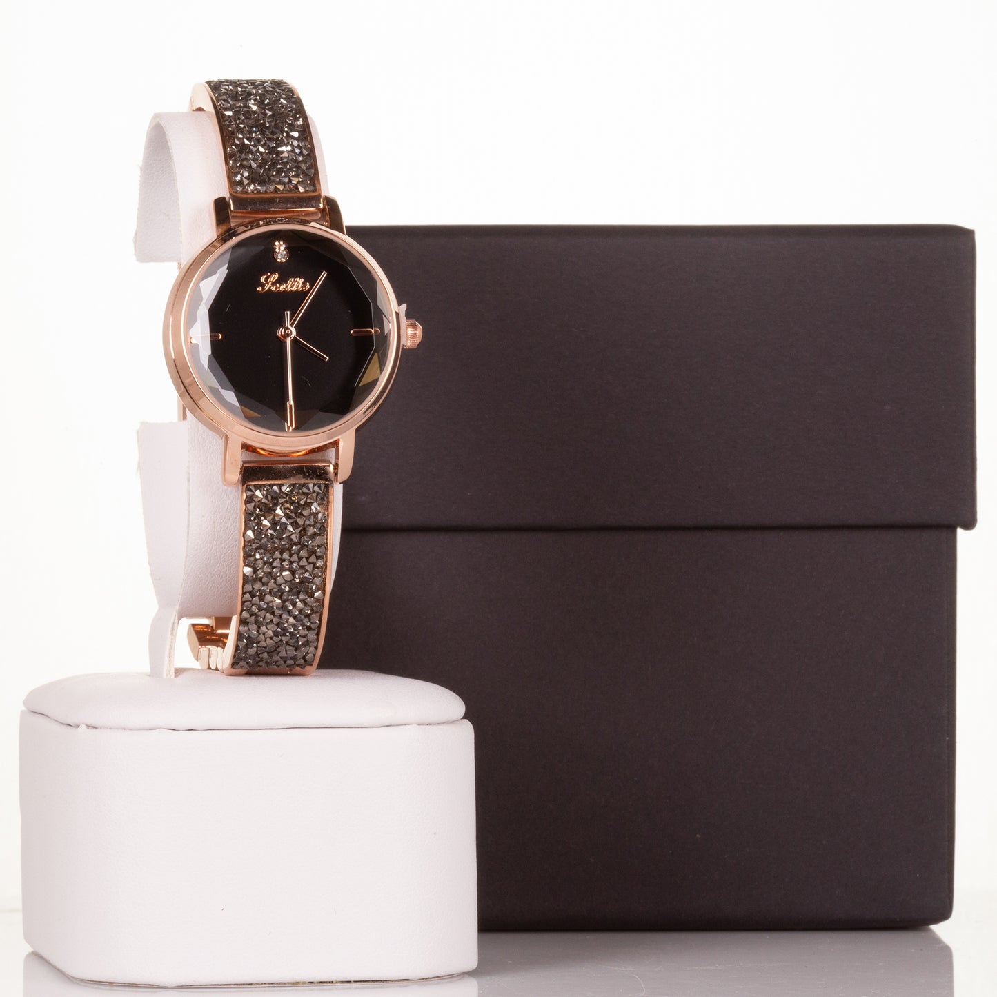 Wysokiej jakości zegarek ze stopu aluminium z mechanizmem Miyota w pudełku prezentowym, tarcza w kolorze czarnym