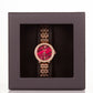 Wysokiej jakości zegarek ze stopu aluminium z mechanizmem Miyota, w pudełku prezentowym, tarcza w kolorze rubinowej czerwieni
