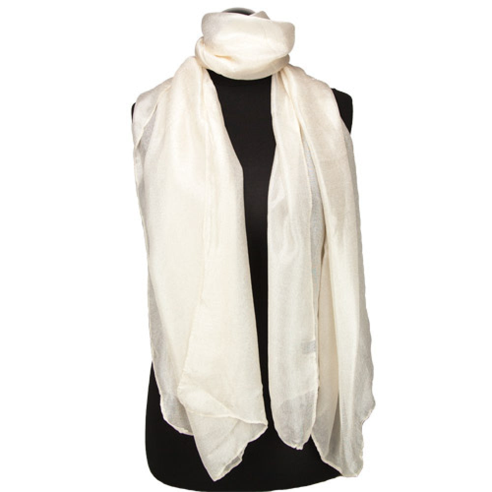 100% Viscose Silk-Feeling Fashion Scarf, Size: 180 cm x 85 cm, Wash in Machine 30 degrees, Color: CREME 1 