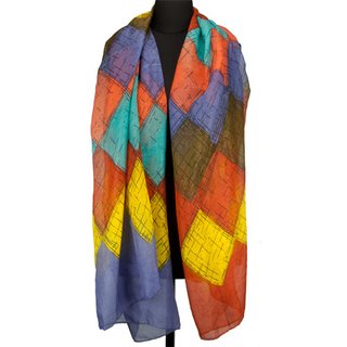 100% Viscose Fashion Scarf, Size: 180 cm x 100 cm, Wash in Machine 30 degrees, Color: MULTICOLOR-CHECKERED 1 