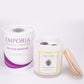 Emporia Organics szklana świeca MALDIVES - RELAX & MEDITATE, o zapachu ametystu, angielskiej gruszki i frezji, 100% wosku sojowego, 230g