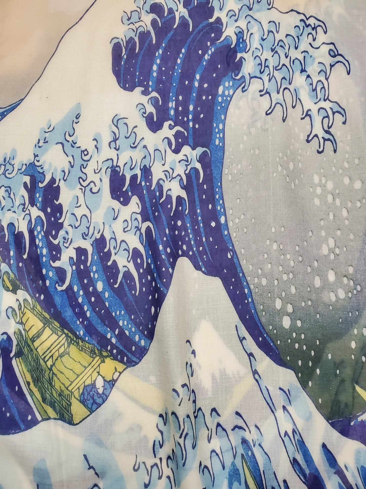 Bawełniany szal-szal, 70 cm x 180 cm, Hokusai's - Great Wave Frayea