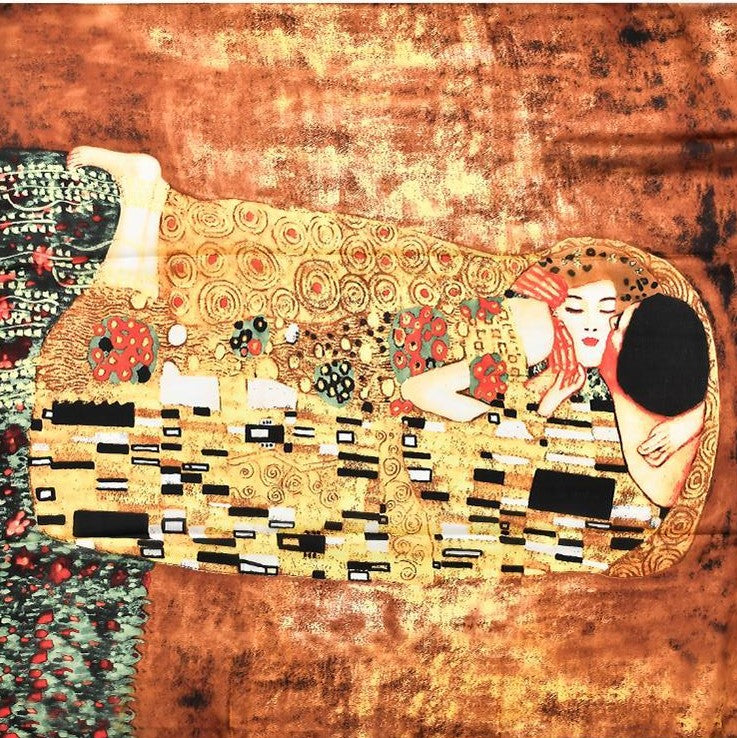 100% jedwabny szal, 90 cm x 180 cm, Klimt - Pocałunek