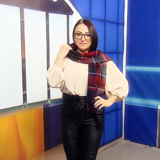 Szalik 100% wełny, 30 cm x 165 cm, bordowy