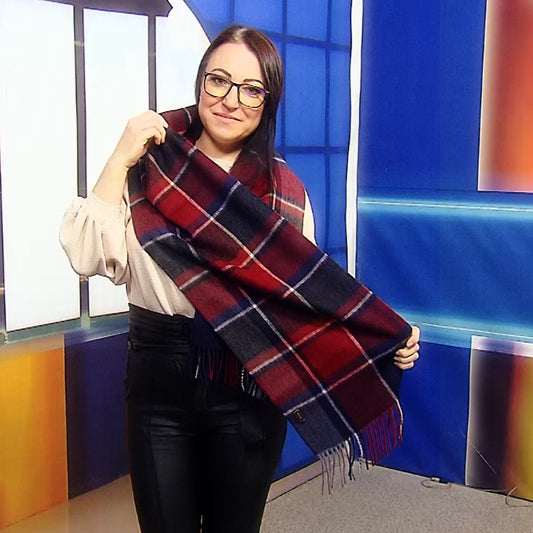 Szalik 100% wełny, 30 cm x 165 cm, bordowy