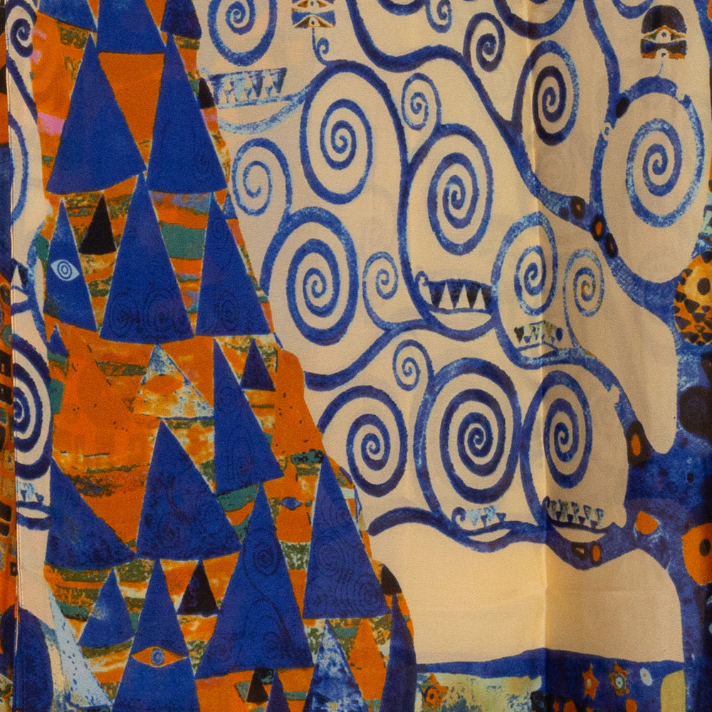 100% Jedwabny Szal, 90 cm x 180 cm, Klimt - Impresjonistyczne Drzewo Życia