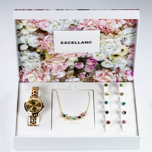 Zestaw pozłacane z kolorowym kryształem emporia®